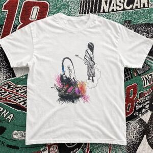 Hand Drawn Guitar Girl Graphic Tee White Unisex
